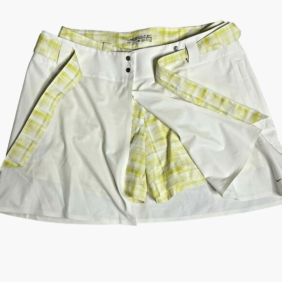 Nike Golf Womens Medium 8 Yellow White Plaid Wrap Skirt and Shorts - Picture 1 of 7